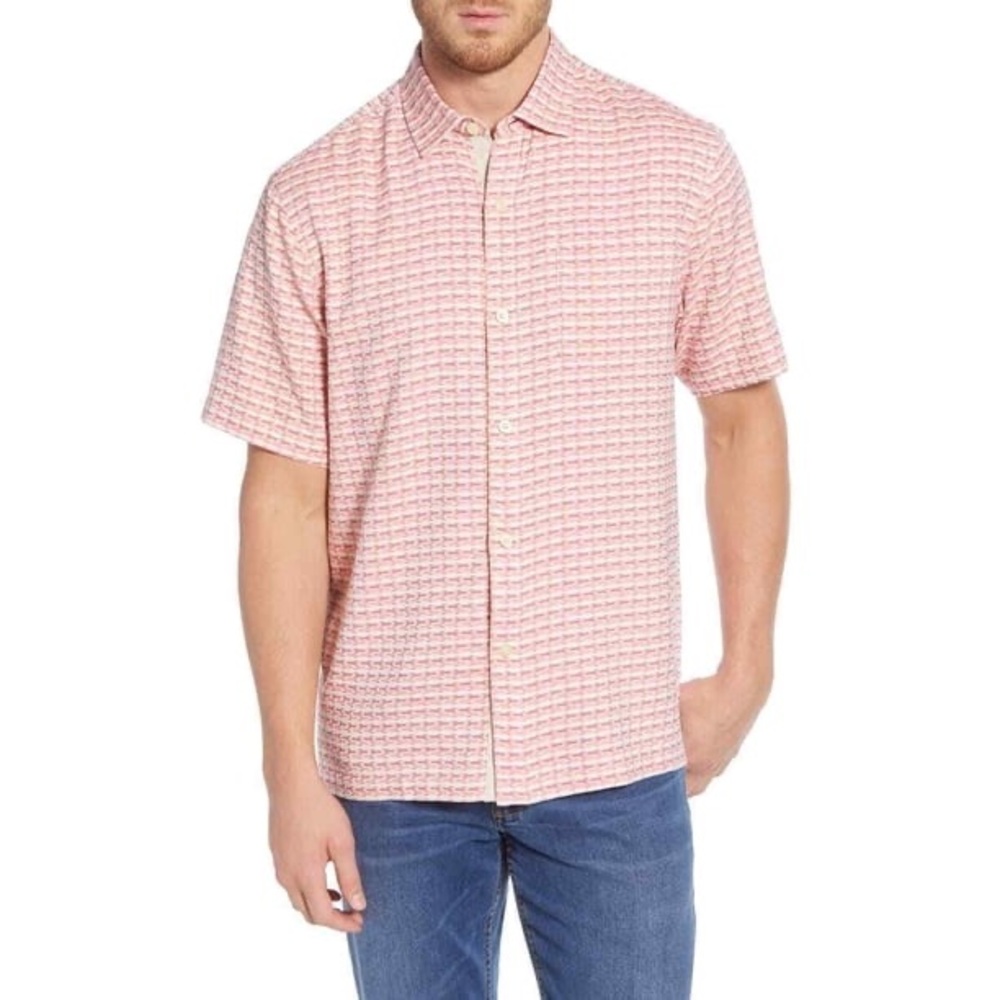 Men’s Tommy Bahama SILK salmon Giovanni Shirt button up size X large XL